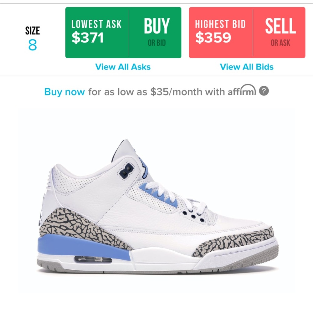 Jordan 3 UNC